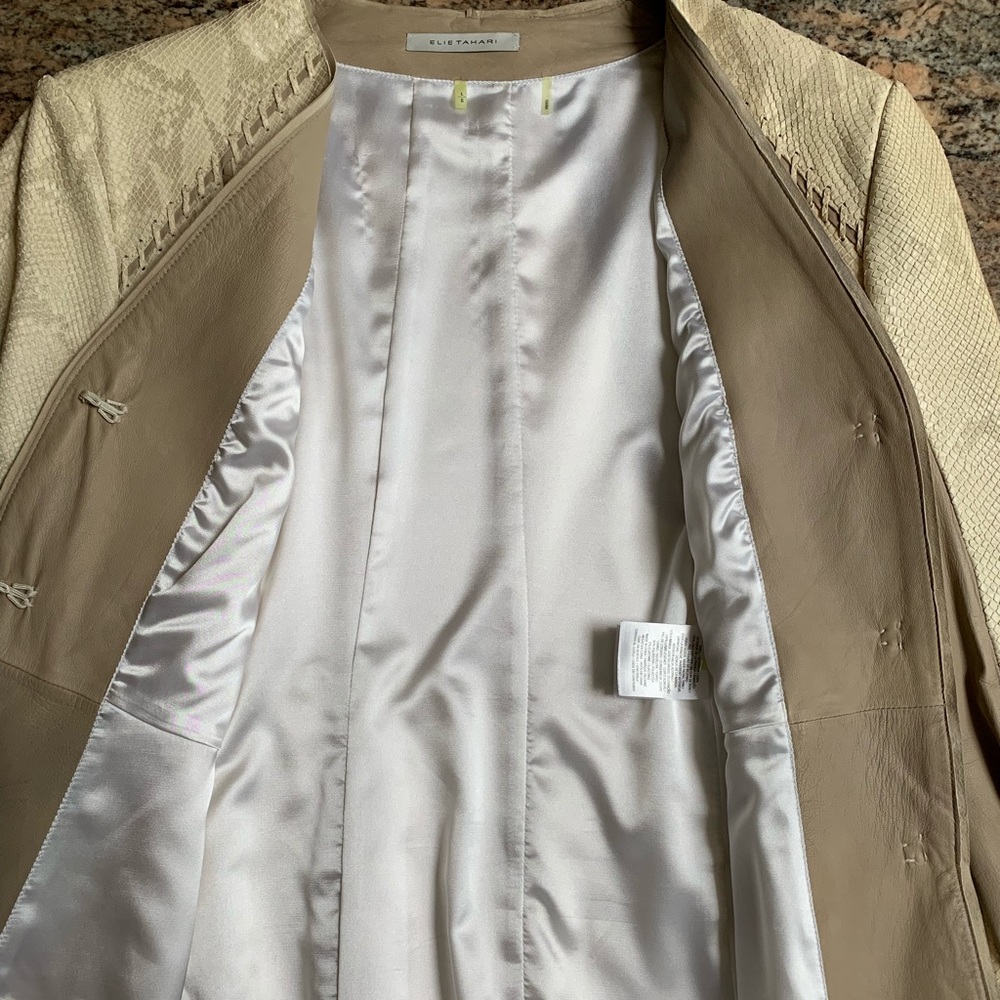 Elie Tahari Python Print Leather Jacket - image 5